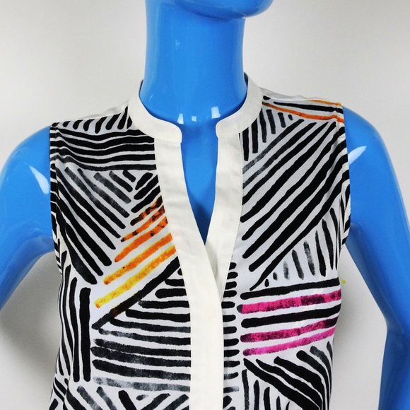 Ivanka Trump Sleeveless Blouse S 4 6 Shirt Geo - Picture 5 of 7